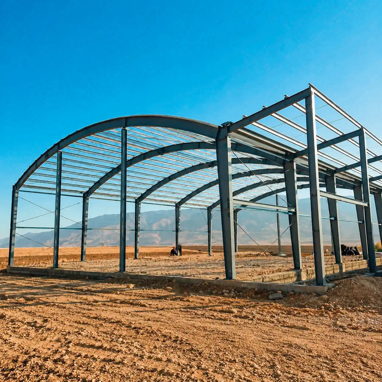 alt=" اسکلت فلزی حسینیه دشتک"
